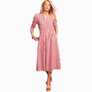 Matilda Jane McIntosh Red Pink A-line Striped Knit Dress-Xtra Large